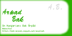 arpad bak business card
